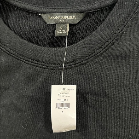 Banana Republic Black Terry Sweatshirt Short Sleeve Sweatshirt - Picture 4 of 11
